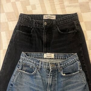 Reformation High Rise Black and Blue Jeans